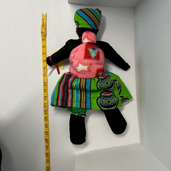 Vintage 2008 Handmade African Mother figure Doll with Baby on Back - Picture 9 of 9